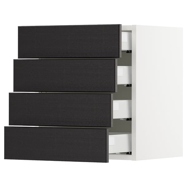 SEKTION / MAXIMERA Armoire murale 4 tiroirs, blanc/Lerhyttan teinté noir, 18x15x20 "