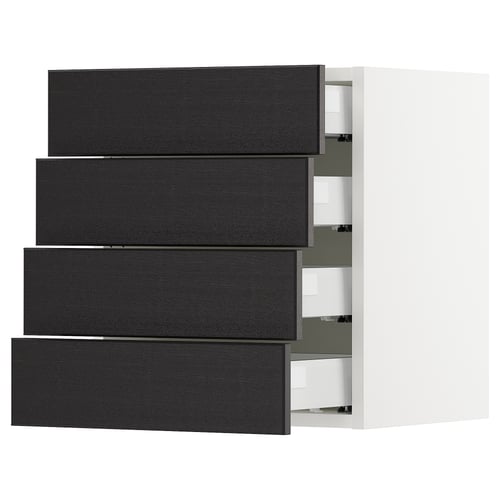 SEKTION / MAXIMERA Armoire murale 4 tiroirs, blanc/Lerhyttan teinté noir, 18x15x20 "