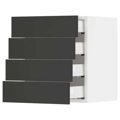 SEKTION / MAXIMERA Armoire murale 4 tiroirs, blanc/Nickebo anthracite mat, 18x15x20 "