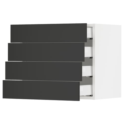 SEKTION / MAXIMERA Armoire murale 4 tiroirs, blanc/Nickebo anthracite mat, 24x15x20 "