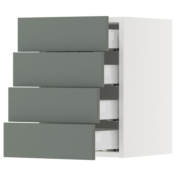SEKTION / MAXIMERA Armoire murale 4 tiroirs, blanc/Nickebo gris -vert mat, 15x15x20 "