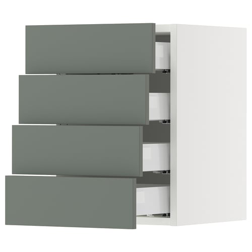 SEKTION / MAXIMERA Armoire murale 4 tiroirs, blanc/Nickebo gris -vert mat, 15x15x20 "