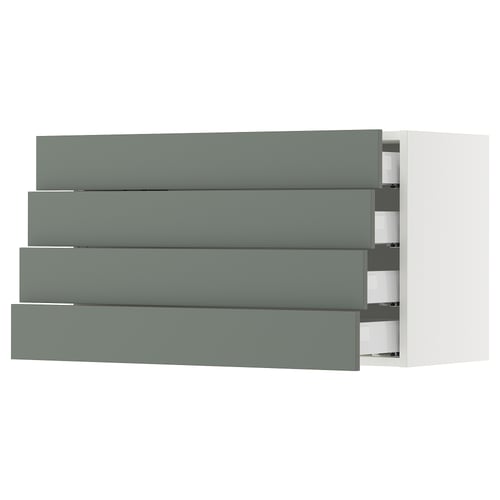 SEKTION / MAXIMERA Armoire murale 4 tiroirs, blanc/Nickebo gris -vert mat, 36x15x20 "