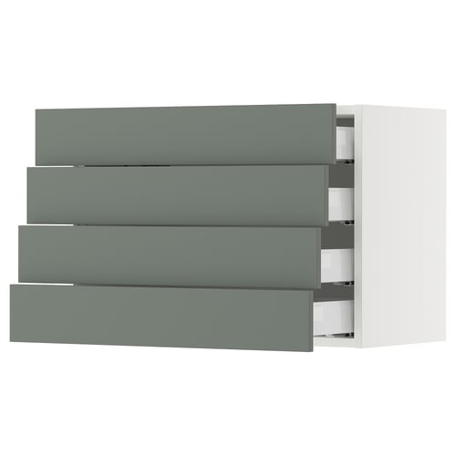 SEKTION / MAXIMERA Armoire murale 4 tiroirs, blanc/Nickebo gris -vert mat, 30x15x20 "