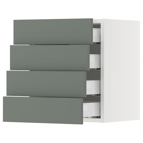 SEKTION / MAXIMERA Armoire murale 4 tiroirs, blanc/Nickebo gris -vert mat, 18x15x20 "