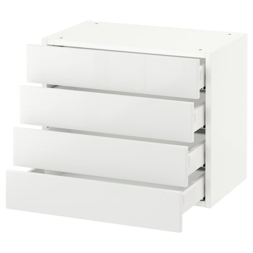 SEKTION / MAXIMERA Armoire murale 4 tiroirs, blanc/Ringhult blanc, 24x15x20 "