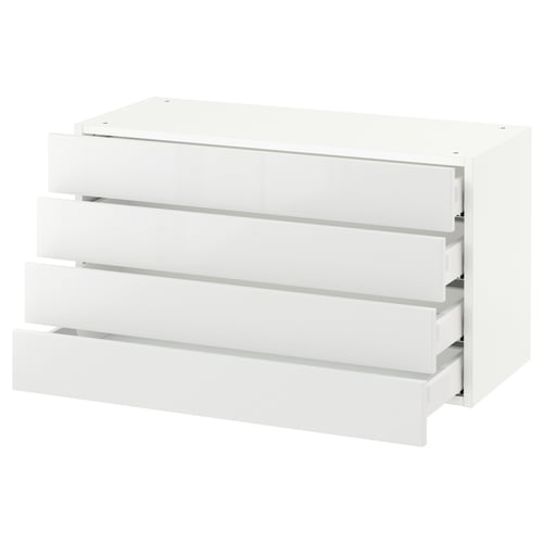 SEKTION / MAXIMERA Armoire murale 4 tiroirs, blanc/Ringhult blanc, 36x15x20 "