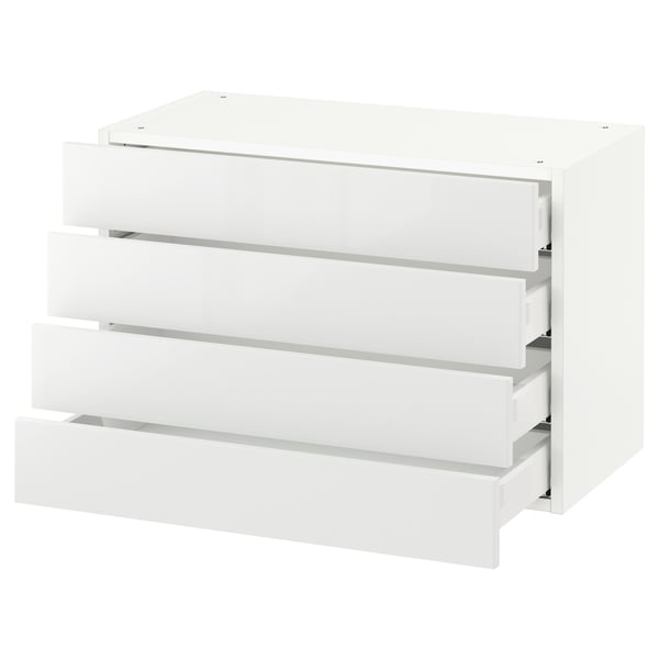 SEKTION / MAXIMERA Armoire murale 4 tiroirs, blanc/Ringhult blanc, 30x15x20 "