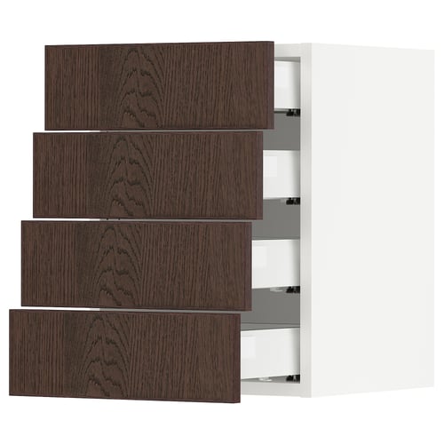 SEKTION / MAXIMERA Armoire murale 4 tiroirs, blanc/Sinarp brun, 15x15x20 "