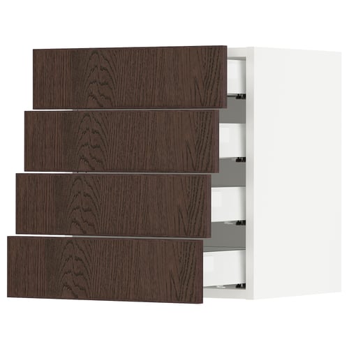 SEKTION / MAXIMERA Armoire murale 4 tiroirs, blanc/Sinarp brun, 18x15x20 "