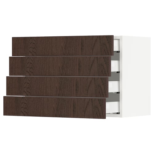 SEKTION / MAXIMERA Armoire murale 4 tiroirs, blanc/Sinarp brun, 30x15x20 "