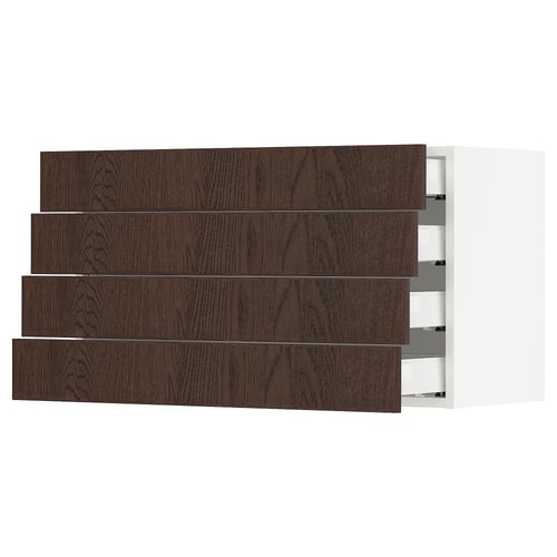 SEKTION / MAXIMERA Armoire murale 4 tiroirs, blanc/Sinarp brun, 36x15x20 "