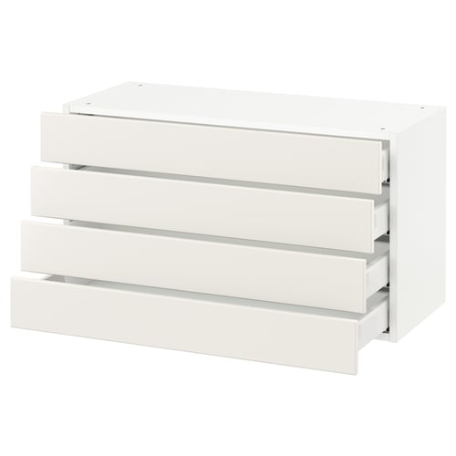 SEKTION / MAXIMERA Armoire murale 4 tiroirs, blanc/Veddinge blanc, 36x15x20 "