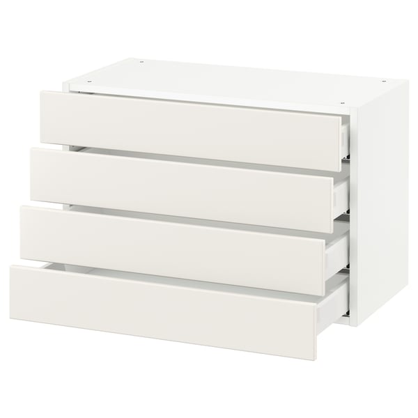 SEKTION / MAXIMERA Armoire murale 4 tiroirs, blanc/Veddinge blanc, 30x15x20 "