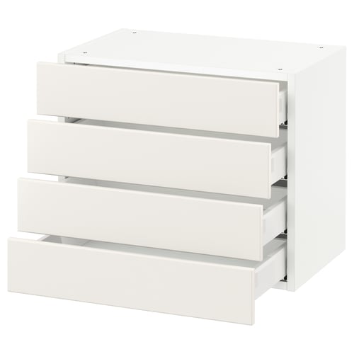 SEKTION / MAXIMERA Armoire murale 4 tiroirs, blanc/Veddinge blanc, 24x15x20 "