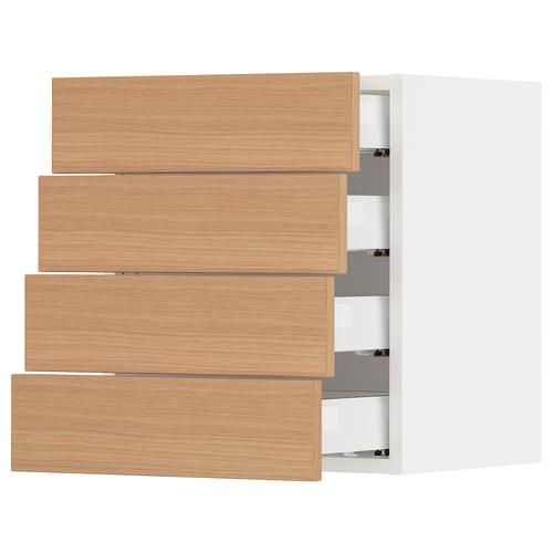 SEKTION / MAXIMERA Armoire murale 4 tiroirs, blanc/Vedhamn chêne, 18x15x20 "