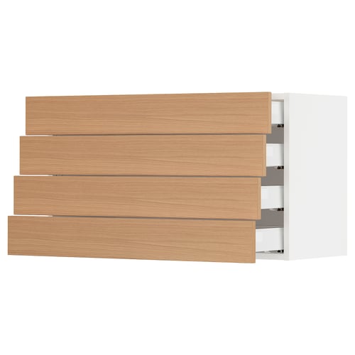 SEKTION / MAXIMERA Armoire murale 4 tiroirs, blanc/Vedhamn chêne, 36x15x20 "