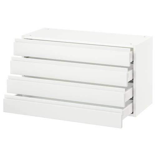 SEKTION / MAXIMERA Armoire murale 4 tiroirs, blanc/Voxtorp blanc mat, 36x15x20 "