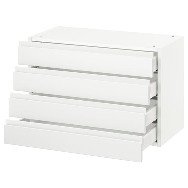 SEKTION / MAXIMERA Armoire murale 4 tiroirs, blanc/Voxtorp blanc mat, 30x15x20 "