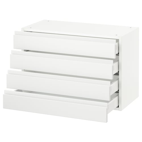 SEKTION / MAXIMERA Armoire murale 4 tiroirs, blanc/Voxtorp blanc mat, 30x15x20 "