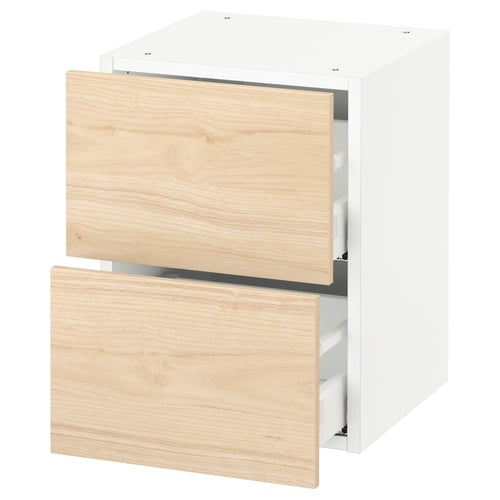 SEKTION / MAXIMERA Armoire murale à 2 tiroirs, blanc/Askersund effet frêne clair, 15x15x20 "