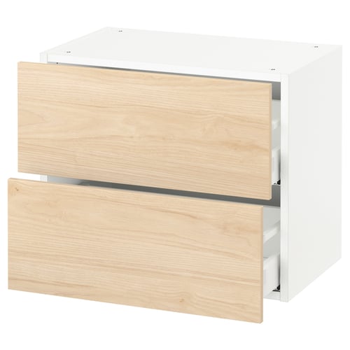 SEKTION / MAXIMERA Armoire murale à 2 tiroirs, blanc/Askersund effet frêne clair, 24x15x20 "
