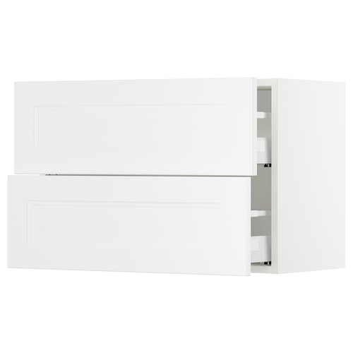 SEKTION / MAXIMERA Armoire murale à 2 tiroirs, blanc/Axstad blanc mat, 30x15x20 "