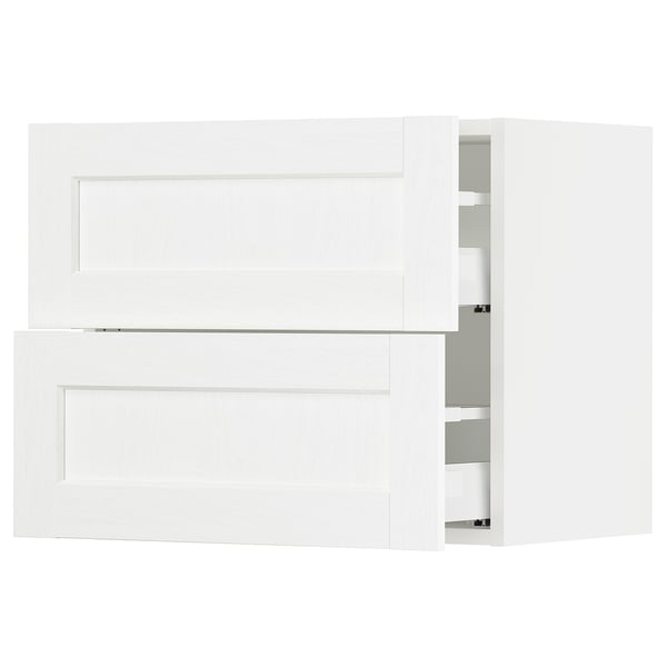 SEKTION / MAXIMERA Armoire murale à 2 tiroirs, blanc Enköping/blanc effet bois, 24x15x20 "