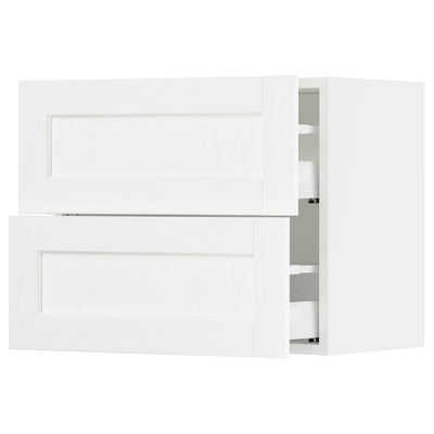 SEKTION / MAXIMERA Armoire murale à 2 tiroirs, blanc Enköping/blanc effet bois, 24x15x20 "