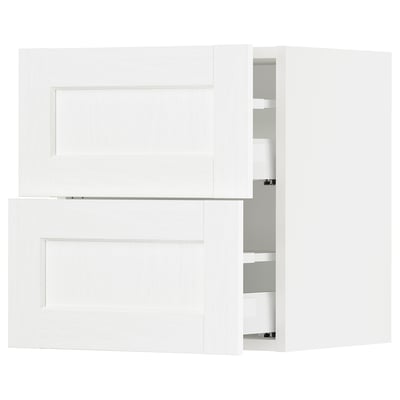 SEKTION / MAXIMERA Armoire murale à 2 tiroirs, blanc Enköping/blanc effet bois, 18x15x20 "