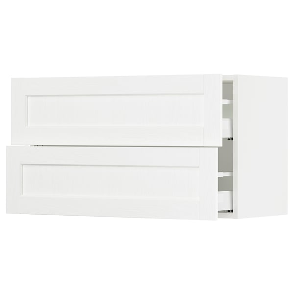 SEKTION / MAXIMERA Armoire murale à 2 tiroirs, blanc Enköping/blanc effet bois, 36x15x20 "
