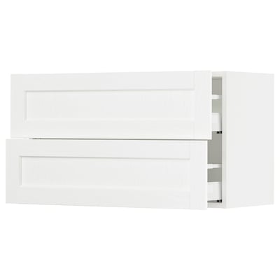 SEKTION / MAXIMERA Armoire murale à 2 tiroirs, blanc Enköping/blanc effet bois, 36x15x20 "