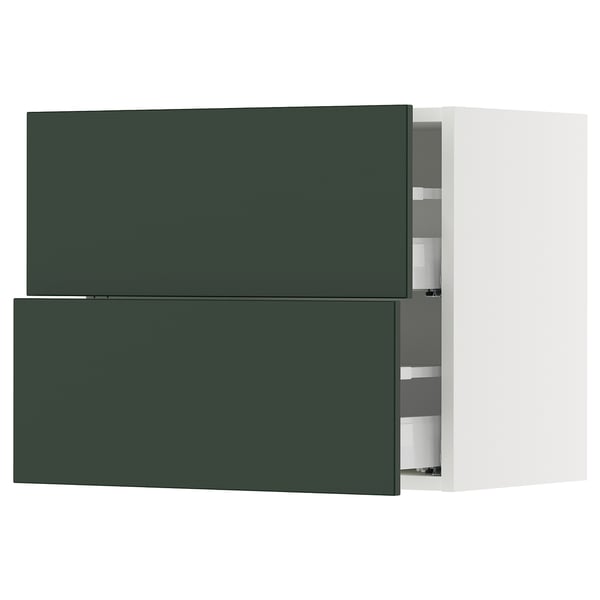 SEKTION / MAXIMERA Armoire murale à 2 tiroirs, blanc/Havstorp vert profond, 24x15x20 "