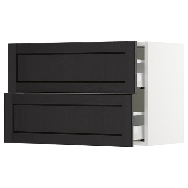 SEKTION / MAXIMERA Armoire murale à 2 tiroirs, blanc/Lerhyttan teinté noir, 30x15x20 "