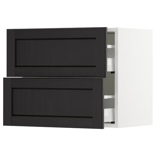 SEKTION / MAXIMERA Armoire murale à 2 tiroirs, blanc/Lerhyttan teinté noir, 24x15x20 "
