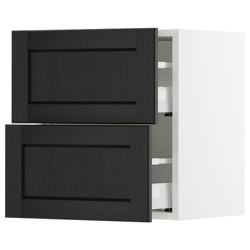 SEKTION / MAXIMERA Armoire murale à 2 tiroirs, blanc/Lerhyttan teinté noir, 18x15x20 "