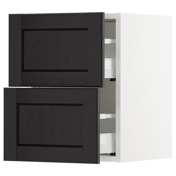 SEKTION / MAXIMERA Armoire murale à 2 tiroirs, blanc/Lerhyttan teinté noir, 15x15x20 "
