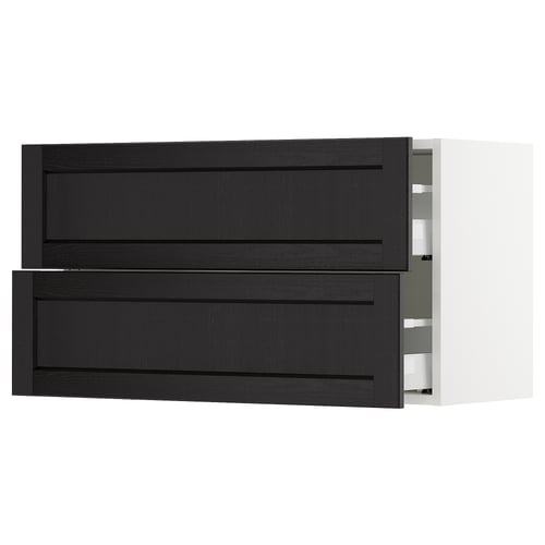SEKTION / MAXIMERA Armoire murale à 2 tiroirs, blanc/Lerhyttan teinté noir, 36x15x20 "