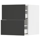 SEKTION / MAXIMERA Armoire murale à 2 tiroirs, blanc/Nickebo anthracite mat, 18x15x20 "