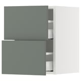 SEKTION / MAXIMERA Armoire murale à 2 tiroirs, blanc/Nickebo gris -vert mat, 15x15x20 "