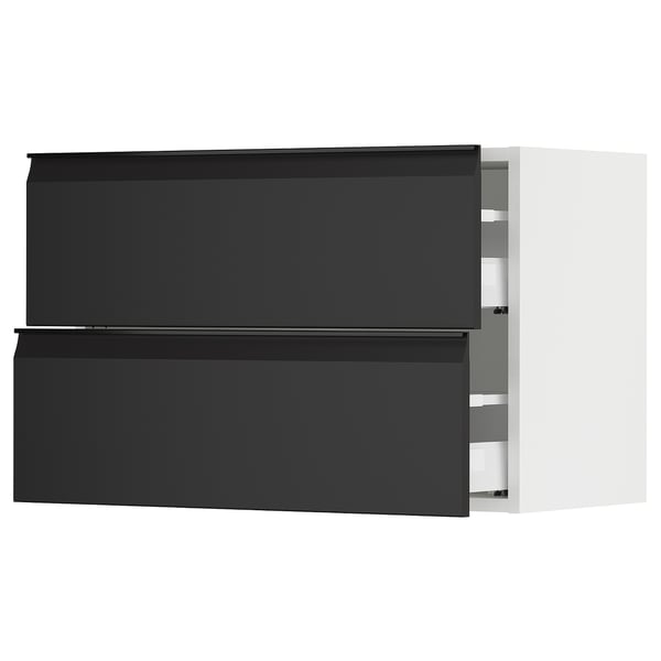 SEKTION / MAXIMERA Armoire murale à 2 tiroirs, blanc/Upplöv anthracite mat, 30x15x20 "