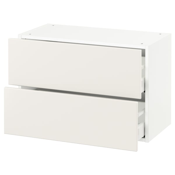 SEKTION / MAXIMERA Armoire murale à 2 tiroirs, blanc/Veddinge blanc, 30x15x20 "