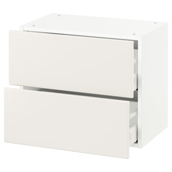SEKTION / MAXIMERA Armoire murale à 2 tiroirs, blanc/Veddinge blanc, 24x15x20 "