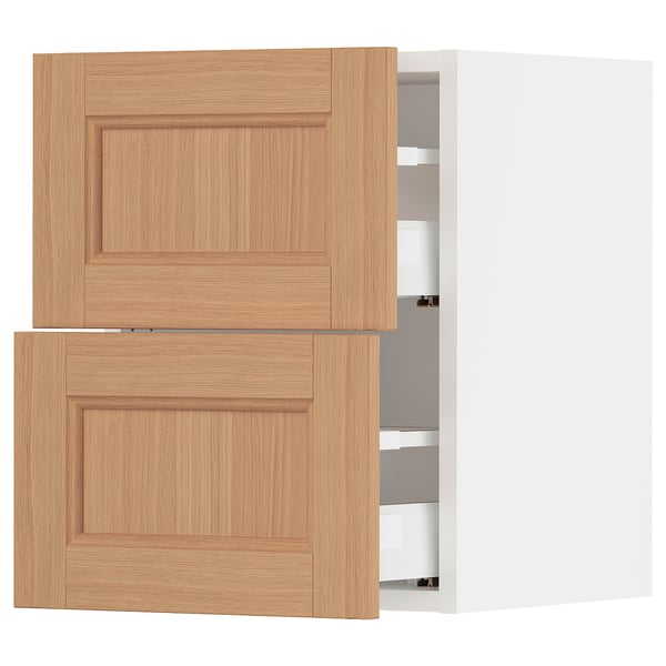SEKTION / MAXIMERA Armoire murale à 2 tiroirs, blanc/Vedhamn chêne, 15x15x20 "