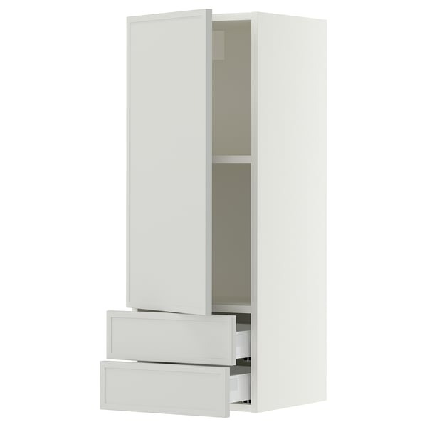 SEKTION / MAXIMERA Armoire murale avec porte/2tiroirs, blanc/Aspudden gris clair, 15x15x40 "