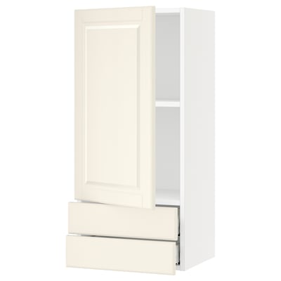 SEKTION / MAXIMERA Armoire murale avec porte/2tiroirs, blanc/Bodbyn blanc cassé, 18x15x40 "