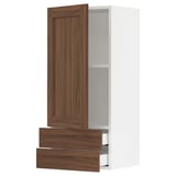 SEKTION / MAXIMERA Armoire murale avec porte/2tiroirs, blanc Enköping/brun effet noyer, 18x15x40 "