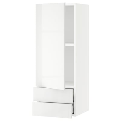 SEKTION / MAXIMERA Armoire murale avec porte/2tiroirs, blanc/Ringhult blanc, 15x15x40 "