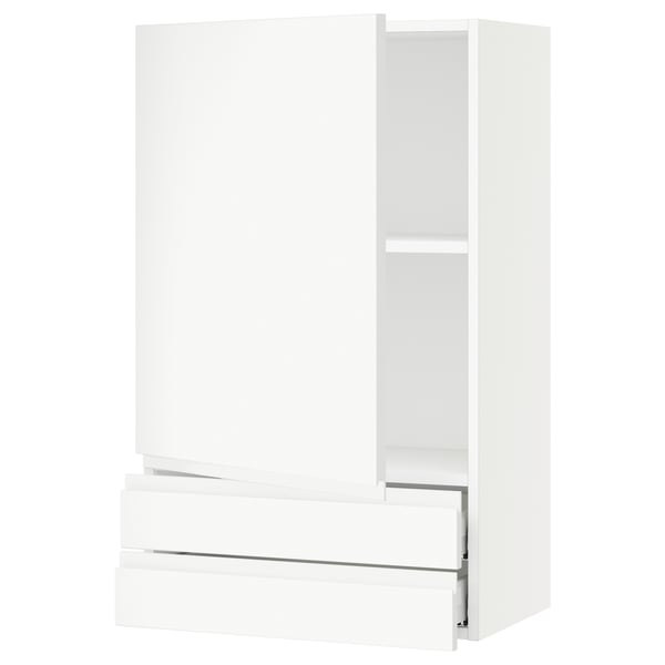 SEKTION / MAXIMERA Armoire murale avec porte/2tiroirs, blanc/Voxtorp blanc mat, 24x15x40 "