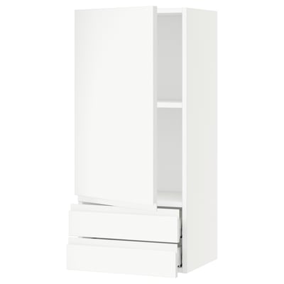 SEKTION / MAXIMERA Armoire murale avec porte/2tiroirs, blanc/Voxtorp blanc mat, 18x15x40 "